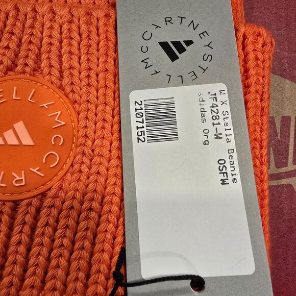 adidas X Stella McCartney Beanie Hat Orange JF4281 Women's NEW - Picture 2 of 8